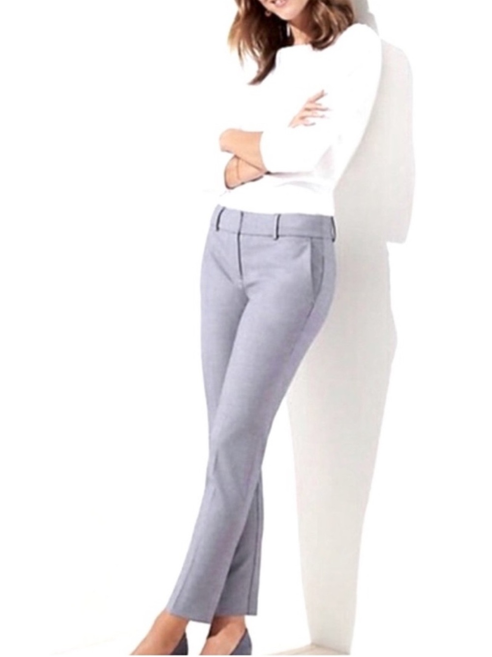 LOFT Marisa Slim Straight Navy Trousers